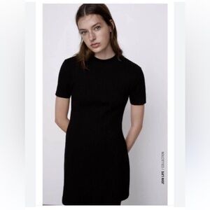 Zara Trafaluc black bodycon dress crew neck short sleeve women’s size small